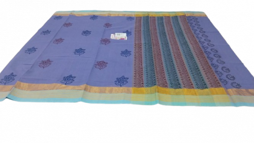 PL Salem Sarees Hand Block Printed Saree